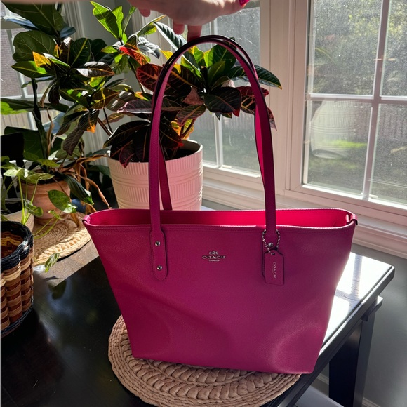 Coach Pink Leather Tote Bag - Picture 6 of 14